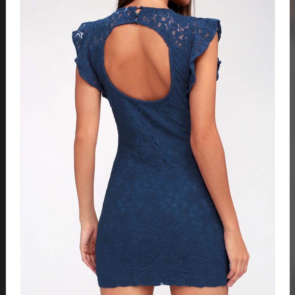 Navy Blue Lace Bodycon Dress!